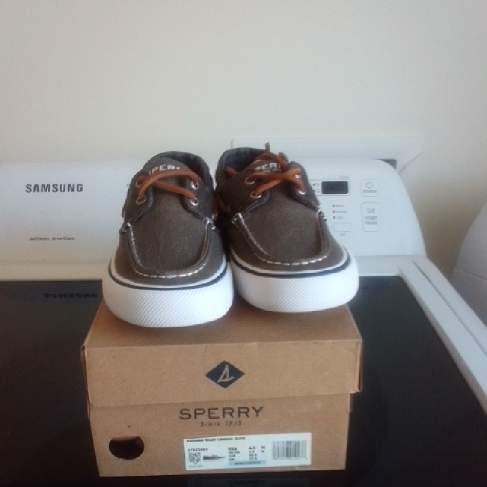 NWT NIB Sperry Bahama Waxy Canvas Olive